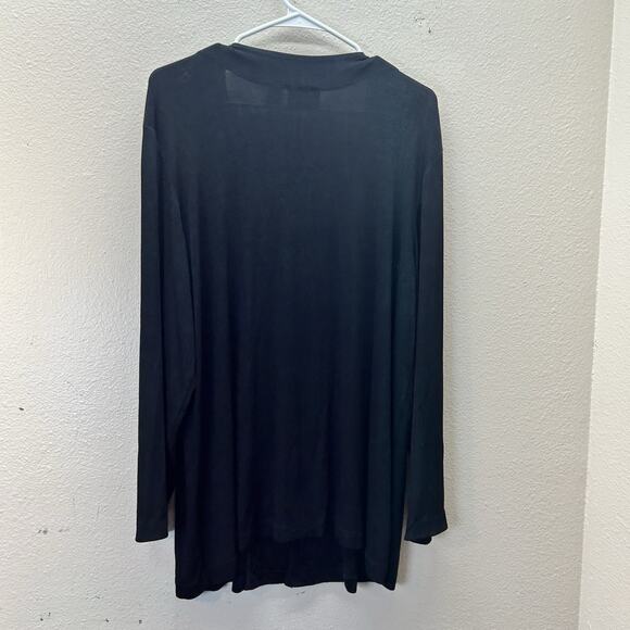 Chicos Sweater 3 XL Black Travelers Cardigan Gold Button Open Knit Witchy 90s - Picture 4 of 8